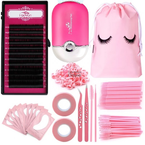 Kit Permanent de Gene False fir cu fir Lash Extension Profesional Cod 005MM Pink